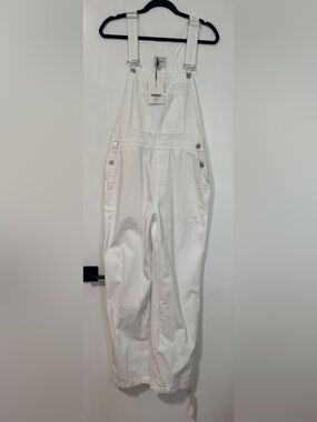 Reformation Arlo White Denim Overalls Jumpsuit NWT
